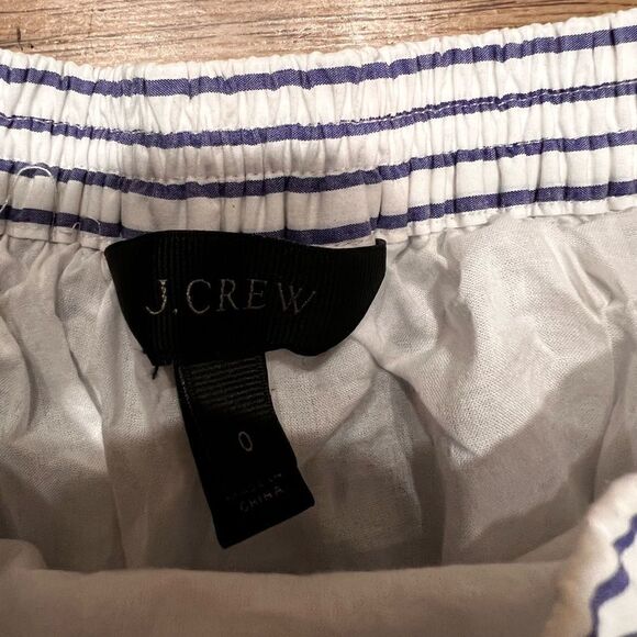 J. Crew White & Chambray Blue Striped Lined Cocktail Ruffle Skirt - Picture 6 of 7